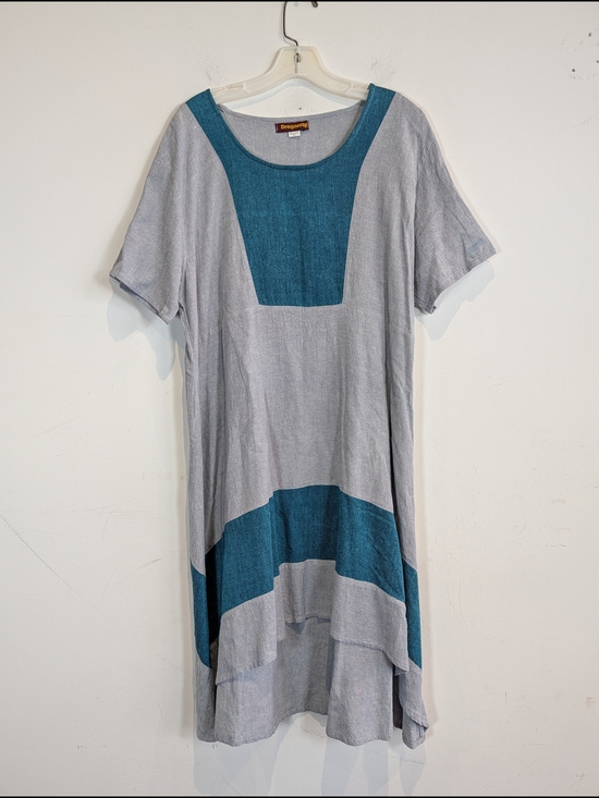 Dragonfly Dresses & Skirts - Dragonfly Teal & Light Gray Colorblock Tunic Dress, Size XL